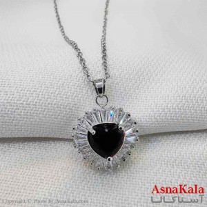 گردنبند استیل دخترانه مدل نگین دار مشکی کد GNB161217W