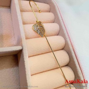 گوشواره ایرکاف برگ نگینی دخترانه استیل 316 کد GSH15899W