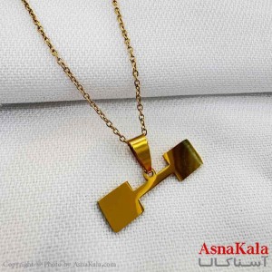 گردنبند استیل طرح دمبل کد GNB161226W