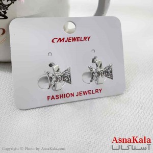 گوشواره حلقه ای استیل دخترانه مینیمال مدل پاپیون برند cm کد GSH15905W