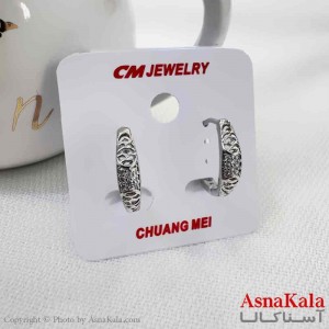 گوشواره حلقه ای استیل دخترانه مینیمال مدل طرحدار برند cm کد GSH15907W