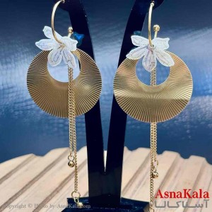 گوشواره آویزی استیل دخترانه مدل گل ریسه ای کد GSH15919W