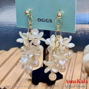 گوشواره آویزی استیل دخترانه مدل گل سفید کد GSH15920W