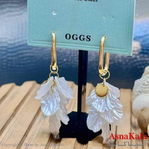 گوشواره آویزی استیل دخترانه مدل صدفی کد GSH15923W