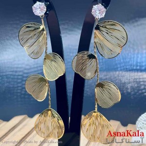 گوشواره آویزی استیل دخترانه مدل برگ طلایی کد GSH15924W