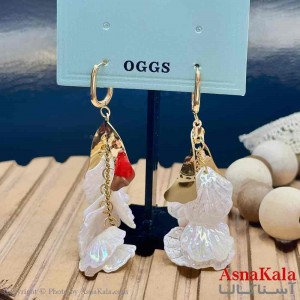 گوشواره آویزی استیل مینیمال دخترانه مدل گلبرگ صدفی کد GSH15934W