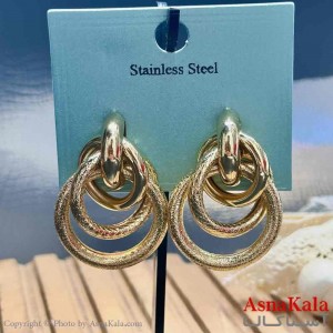 گوشواره آویزی استیل مینیمال دخترانه مدل حلقه ای  کد GSH15956W