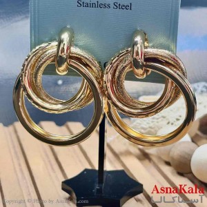 گوشواره آویزی استیل مینیمال دخترانه مدل حلقه ای کلاسیک  کد GSH15958W