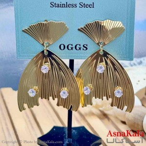 گوشواره آویزی استیل مینیمال دخترانه مدل مصری نگینی  کد GSH15959W