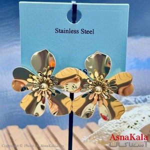 گوشواره میخی استیل مینیمال دخترانه مدل گل برجسته  کد GSH15961W
