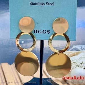 گوشواره آویزی استیل مینیمال دخترانه مدل حلقه ای طلایی   کد GSH15962W