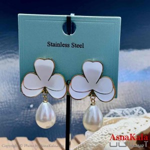 گوشواره آویزی استیل مینیمال دخترانه مدل فانتزی ارکیده   کد GSH15963W