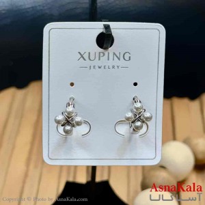 گوشواره زنانه مدل حلقه ای گل مرواریدی ژوپینگ کد GSH15979W