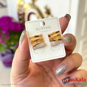 گوشواره زنانه مدل میخی نگین طلایی  ژوپینگ کد GSH15988W