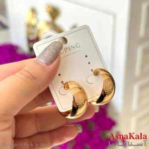 گوشواره زنانه مدل گرد طلایی  ژوپینگ کد GSH15990W
