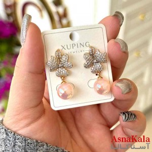 گوشواره زنانه مدل میخی گل مرواریدی رنگی  ژوپینگ کد GSH15995W