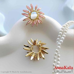 گوشواره استیل مینیمال دخترانه مدل گلبرگ صورتی  کد GSH15997W