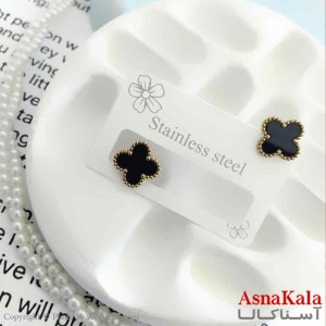 گوشواره استیل مینیمال دخترانه مدل ونکلیف مشکی کد GSH151005W