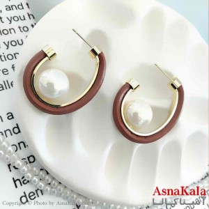 گوشواره استیل فانتزی دخترانه مدل دفرمه قهوه ای  کد GSH151011W