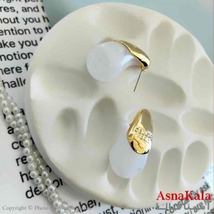 گوشواره استیل فانتزی دخترانه مدل اشک سفید  کد GSH151016W