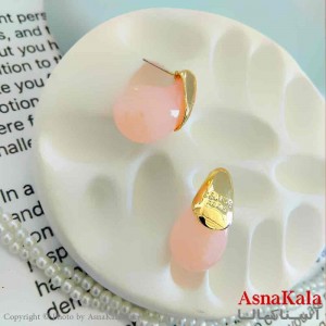گوشواره استیل فانتزی دخترانه مدل اشک صورتی  کد GSH151017W
