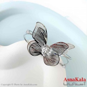 بنگل مینیمال دخترانه استیل 316 مدل پروانه نقره ای کد DSB18781W