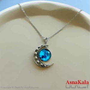 گردنبند زنانه استیل مینیمال مدل ماه آبی کد GNB161255W