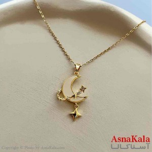 گردنبند زنانه استیل مینیمال مدل ماه و ستاره کد GNB161258W