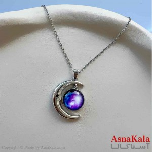 گردنبند زنانه استیل مینیمال مدل ماه شبتاب کد GNB161262W