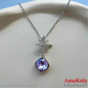 گردنبند زنانه استیل مینیمال مدل برف نگینی کد GNB161263W