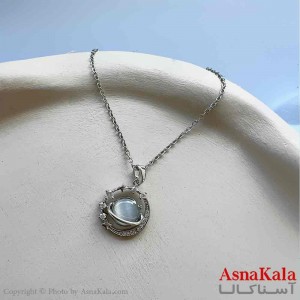 گردنبند زنانه استیل مینیمال مدل منظومه نگینی کد GNB161264W