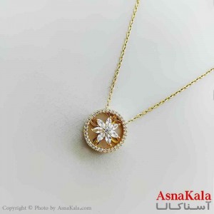 گردنبند زنانه استیل مینیمال مدل گل نگینی کد GNB161268W