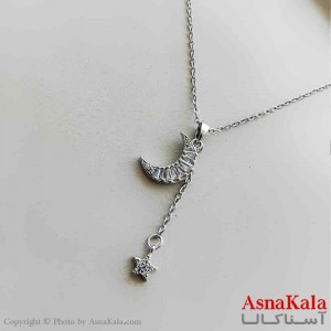 گردنبند زنانه استیل مینیمال مدل ماه آویز ستاره  کد GNB161274W