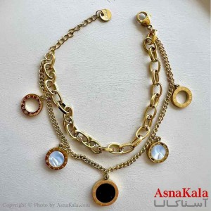 دستبند زنانه پینترستی مدل دو لاین آویزدار کد DSB18788W