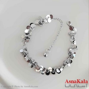 پابند دخترانه استیل پینترستی مدل نقره ای پولکی  کد PNB1717W