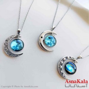 گردنبند زنانه استیل مینیمال مدل ماه شبتاب کد GNB161288W