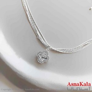 گردنبند زنانه استیل مینیمال مدل ریسه ای نگینی کد GNB161290W