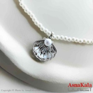 گردنبند زنانه صدف نقره ای