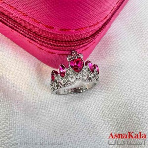 انگشتر زنانه استیل مینیمال مدل راپونزل صورتی کد ANG19722W