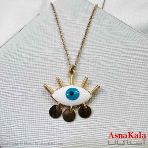 گردنبند زنانه استیل مینیمال طرح چشم آویزدار کد GNB161303W