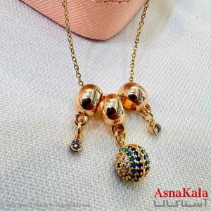 گردنبند زنانه استیل مینیمال مدل سه آویزه گوی کد GNB161314W