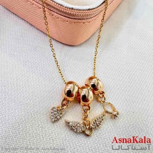 گردنبند زنانه استیل مینیمال مدل سه آویزه طلایی کد GNB161315W