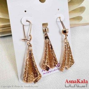 نیم ست زنانه ژوپینگ مدل توری طرح گل شامل گوشواره و گردنبند کد NIM14691W