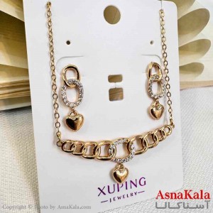 نیم ست زنانه ژوپینگ مدل قلب شامل گوشواره و گردنبند  کد NIM14694W