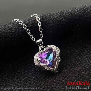 گردنبند زنانه استیل مینیمال مدل قلب رنگی کد GNB161323W
