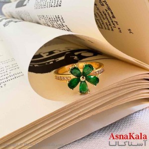 انگشتر زنانه YSX مدل  گل سبز  ANG19750W