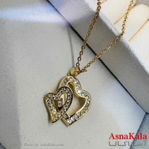 گردنبند زنانه استیل مینیمال مدل قلب طلایی  کد GNB161324W