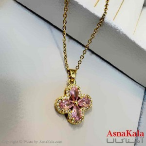 گردنبند زنانه استیل مینیمال مدل گل نگینی  کد GNB161328W