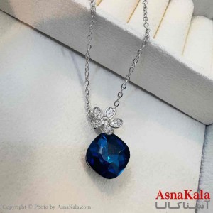 گردنبند زنانه استیل مینیمال مدل سنگ آبی کد GNB161330W