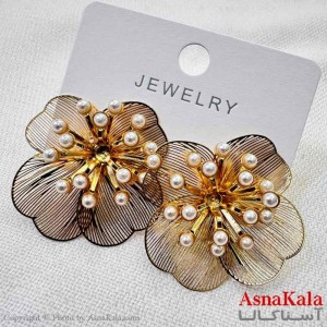 گوشواره استیل فانتزی دخترانه مدل گل مرواریدی کد GSH151022W